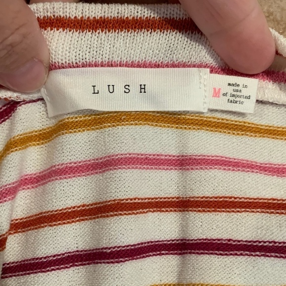 Lush Notch Cropped Tee Rainbow Stripe Medium NEW - Picture 4 of 7